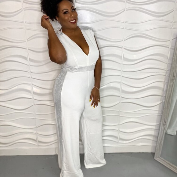 Tux Jumpsuit White - Picture 2 of 3